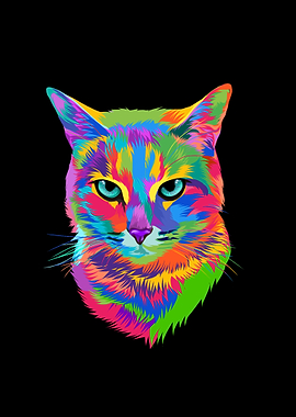 Colorful rainbow cat
