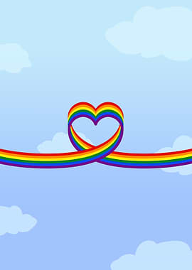 Gay Pride Heart Ribbon