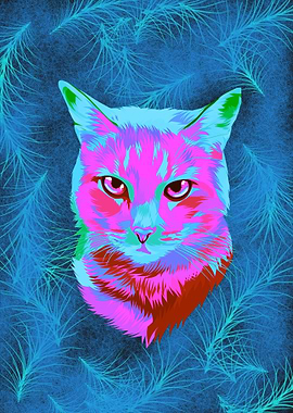 Colorful funny cat abstrac
