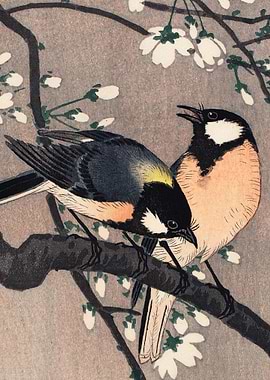 Birds On Cherry Branch Tra