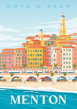 Menton France Travel Print