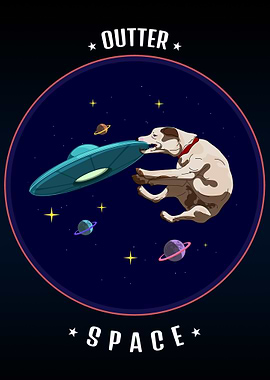 Dog Outter Space Ufo