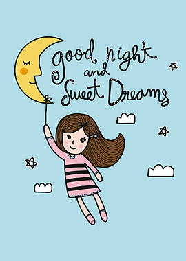 Cute girl moon balloon