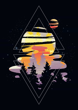 Watercolors forest space