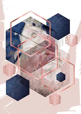 Geometric Pink Navy Gold