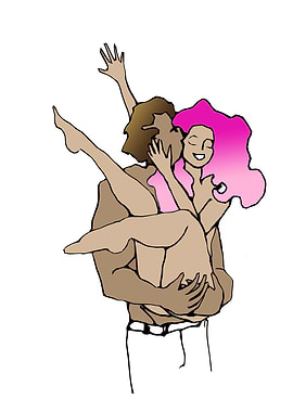 Happy girl with pink hair