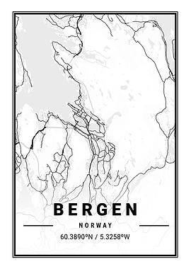 Bergen Light City Map