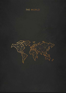 Gold World Map Minimal