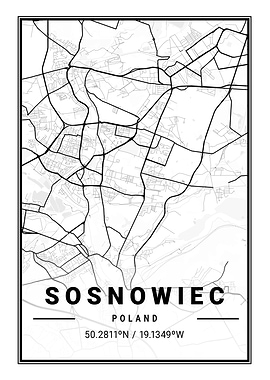 Sosnowiec Light City Map