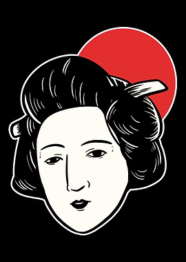 Japan Flag Geisha Japanese