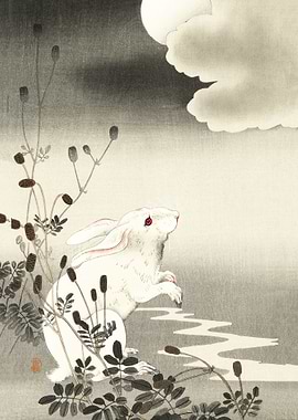 Rabbit at full moon