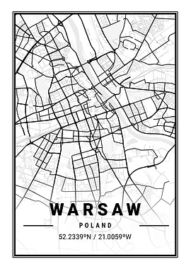 Warsaw Light City Map