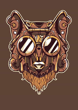 Steampunk Bearded Wolf
