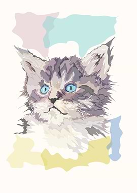 cat on abstract painting