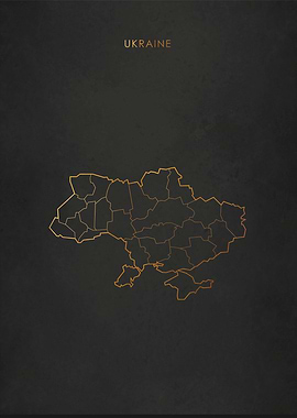 Gold Ukraine Map