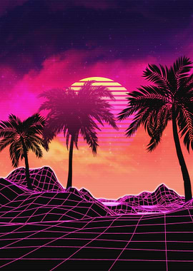 Pink vaporwave Landscape