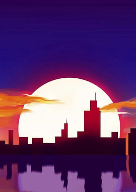 sunset in the city