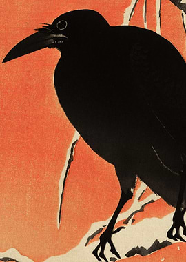 Crow On Snowy Branch Tradi