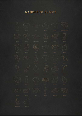 Gold Europe Nation Maps