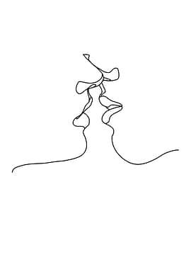 One Line Kissing Girls