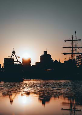 Sunset with reflections