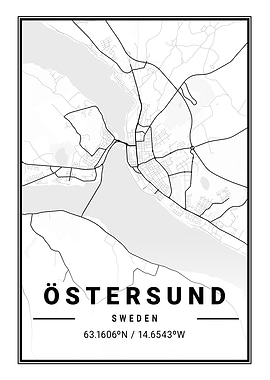 Ostersund Light City Map