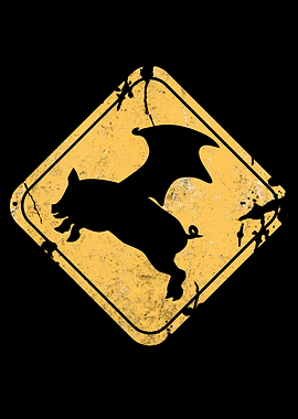 Street Sign Flying Pig