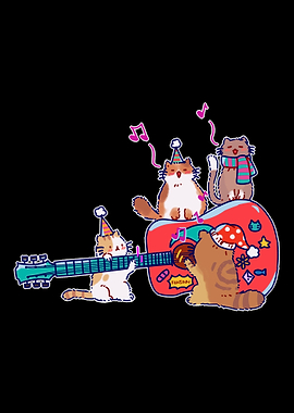 Cats Music Guitar Christma