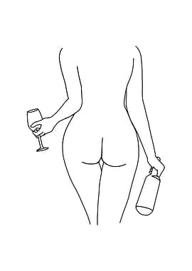 Naked Girl Wine Drinker