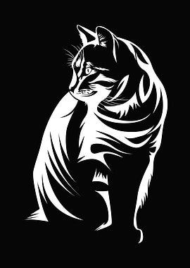 silhouette cute cat
