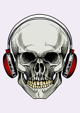 Music Skull in headphones