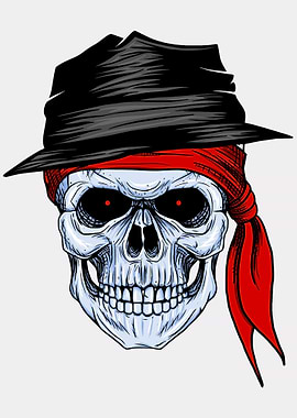Funny Skull in hat bandana