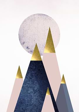 Navy Blush Gold Mountains