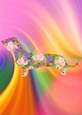 Floral Dachshund Swirl