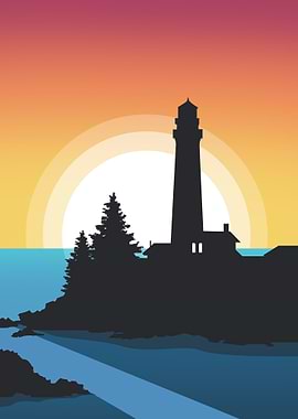 Silhouette of Lighthouse