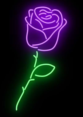 Purple Rose Neon Sign