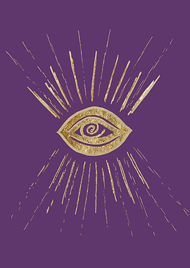Evil Eye Gold on Purple 1