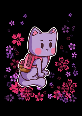 School Pet cat flowers ner
