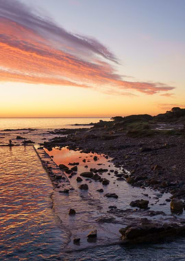 Rocks in the sea at dawn