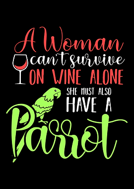 Woman Parrot bird wine