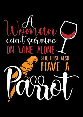 Woman Parrot bird wine