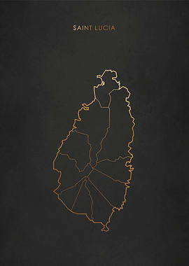 Gold Saint Lucia Map