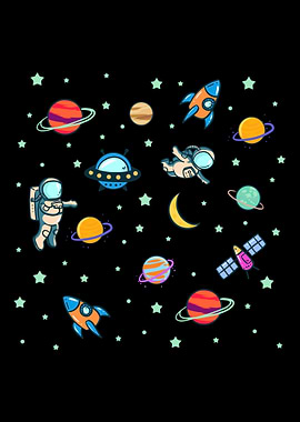 Cute Astronaut Ufo Outer