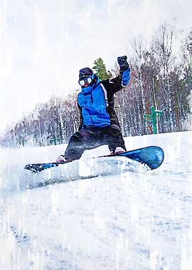 Snowboarder In Action