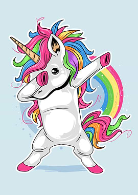 Cute Unicorn dabbing dance