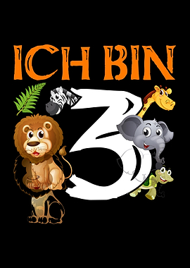 3 Geburtstag Safari Tiere