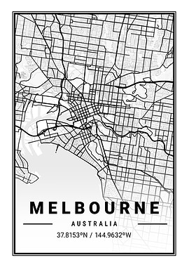 Melbourne Light City Map