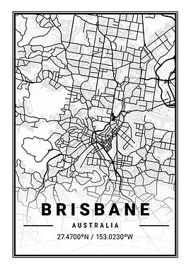 Brisbane Light City Map
