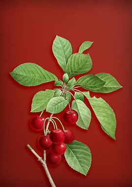 Vintage Cherry on Red