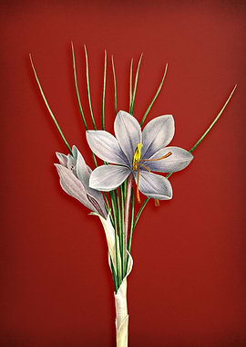 Autumn Crocus on Red